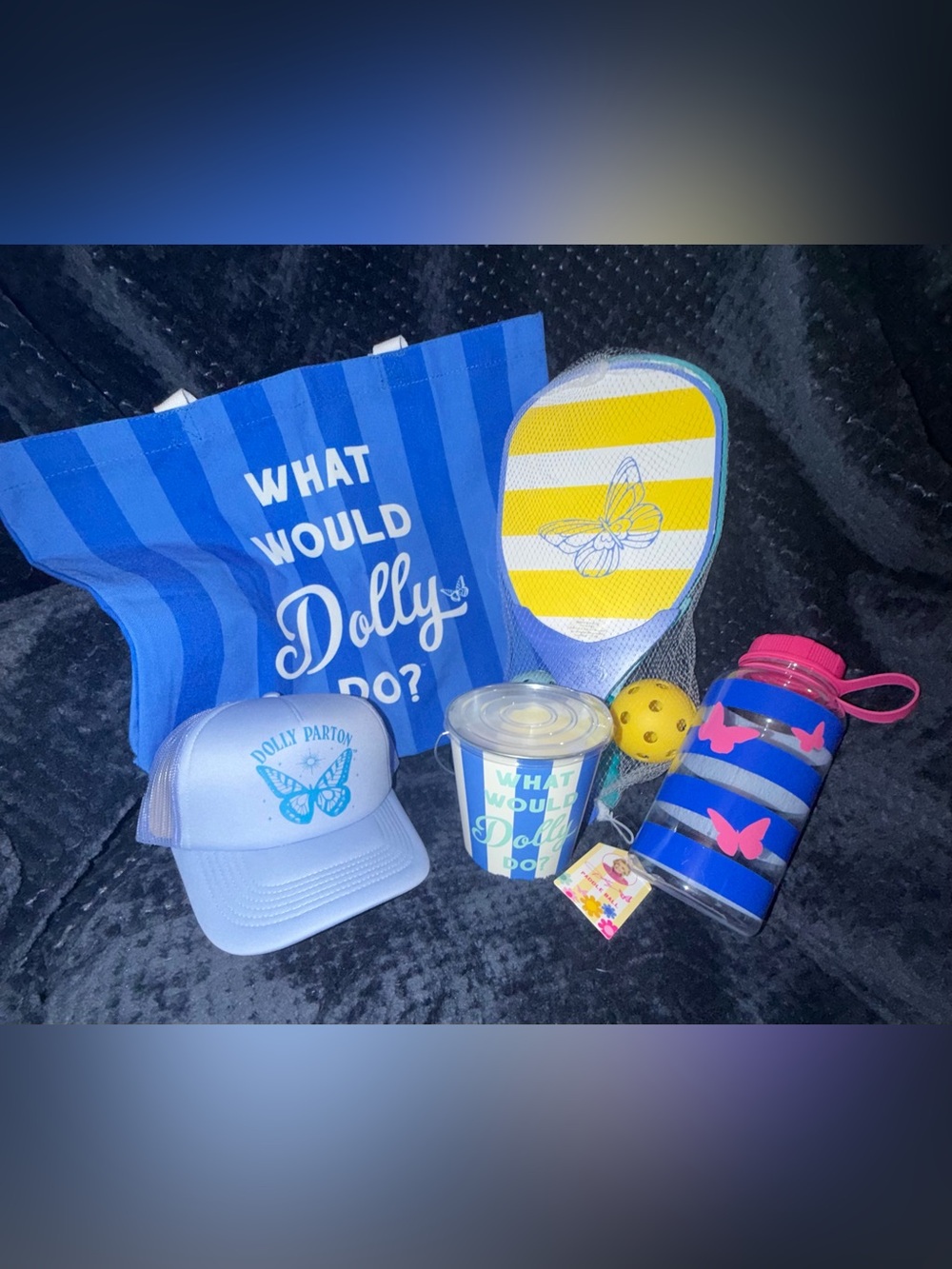 Dolly Parton Light Blue Trucker Hat - Butterfly Logo